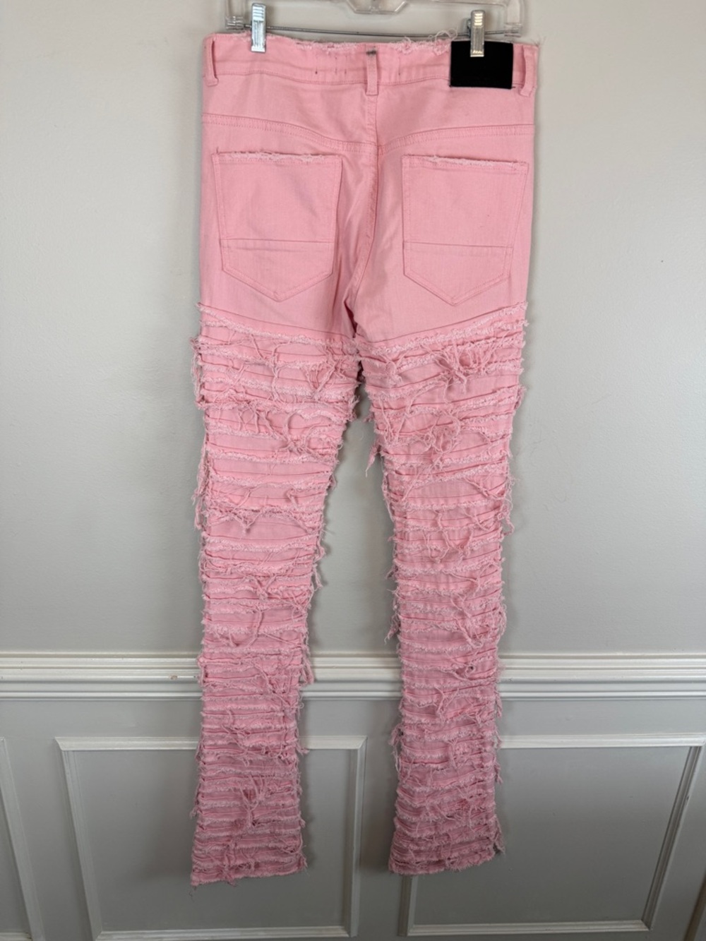 MAJESTIK NIRVANA FRAYED SUPER STACKED PINK RED Men’s 32 - Picture 11 of 16